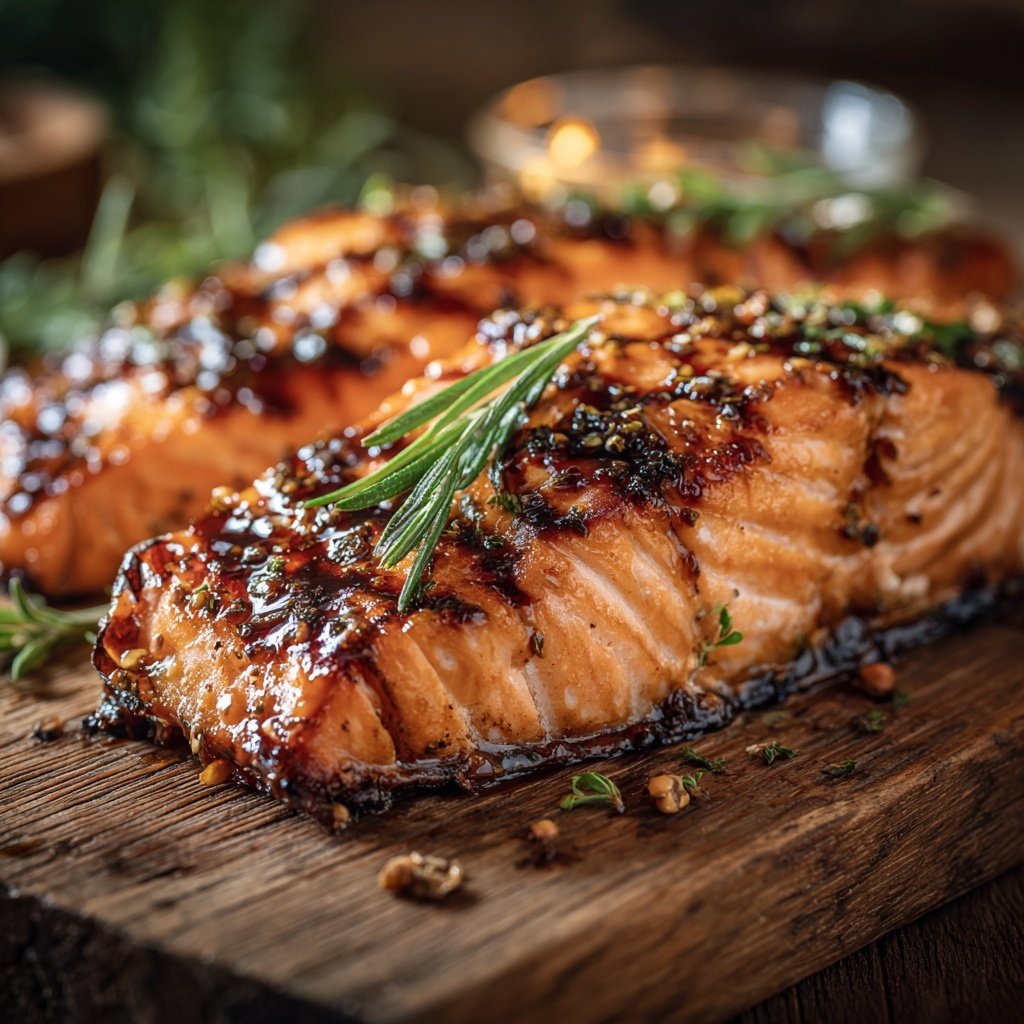 Gegrillter Lachs Mit Honig Senf Glasur