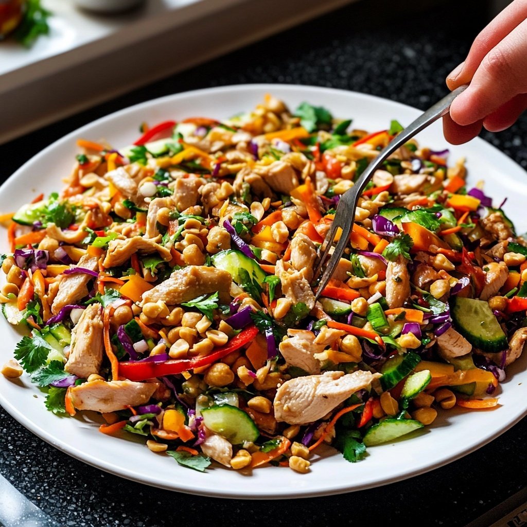 Thai Erdnuss Hähnchen Salat