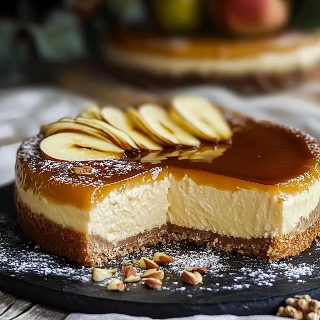 Goldener Herbst auf dem Kuchenteller - Apfel-Cheesecake mit Salzkaramell