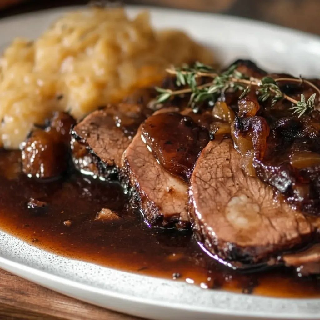 Oma's Sauerbraten Rezept: Slow-Cooked Marinated Beef with Gravy