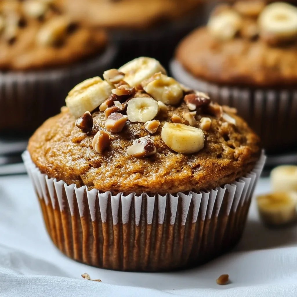 Gesunde Erdnussbutter Bananen Muffins