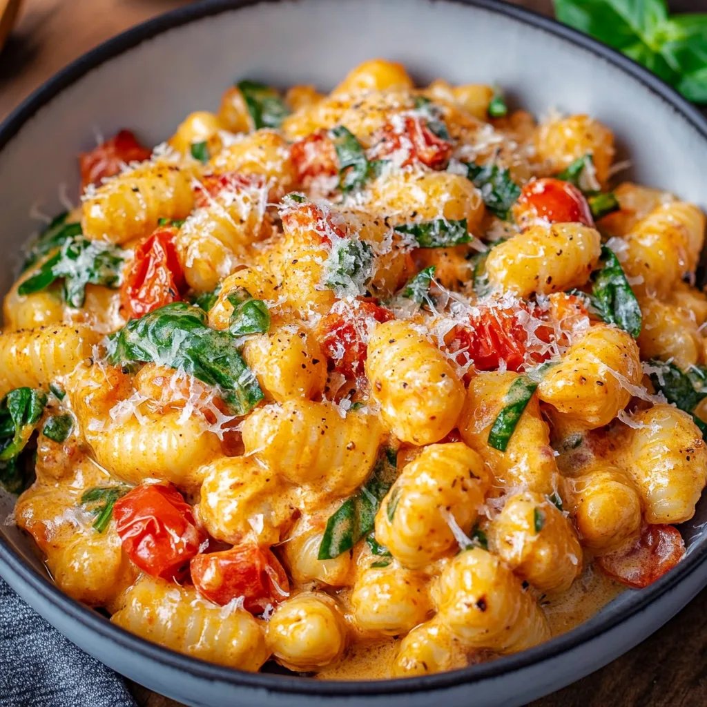 Gnocchi-Pfanne mit Tomaten und Spinat