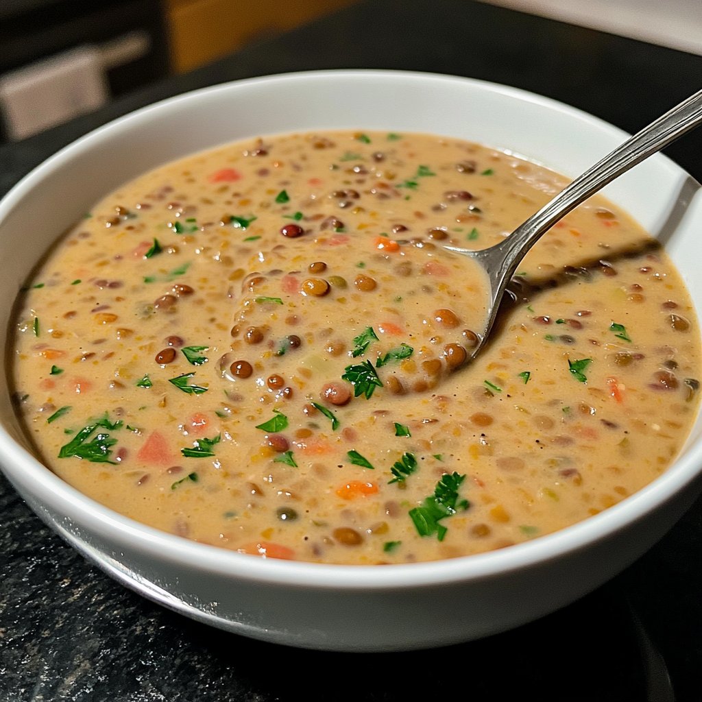 Linsensuppe mit Petersilie