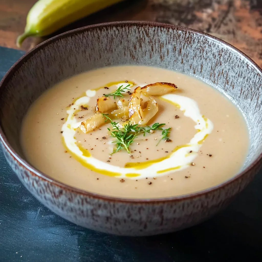 Cremige Maronensuppe mit karamellisierten Birnenspalten